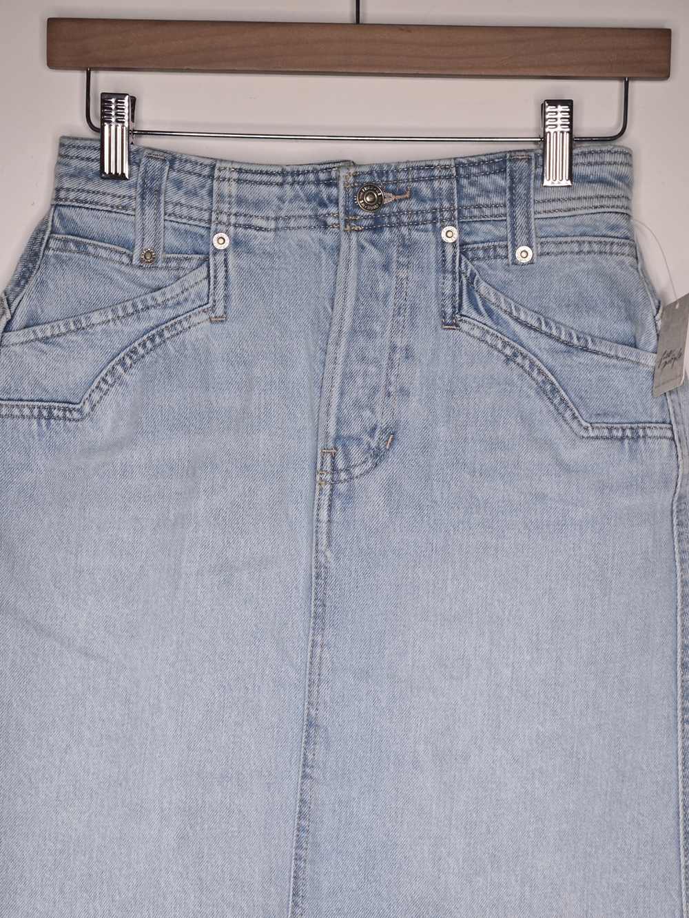 NWT Free People We The Free Suzy Denim Skirt Frayed Raw Hem Blue Sun Stoned 27 - Picture 6 of 16